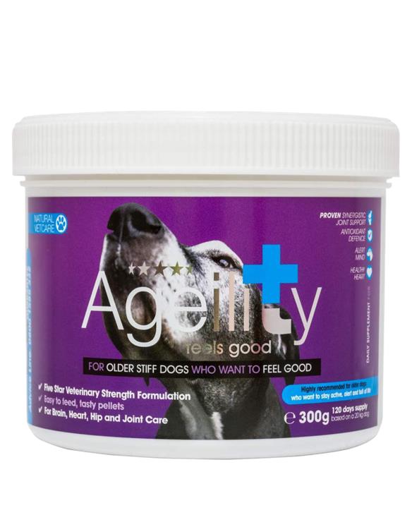Tub of ageility supplement for senior dogs