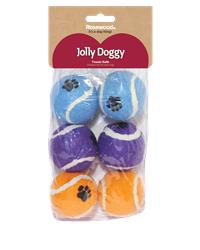 Six jolly doggy tennis balls in packet 