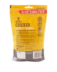 Back of daily eats crunchy chicken cushions cat treats value pack 200g 
