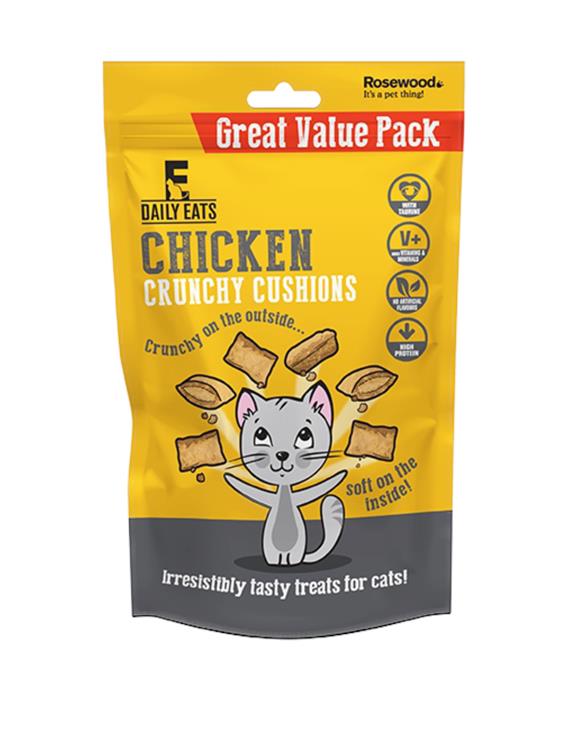 Daily eats crunchy chicken cushions cat treats value pack 200g 